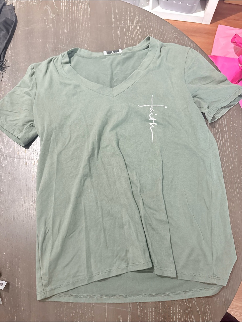 Polagram Olive Green Tee with Script Tag